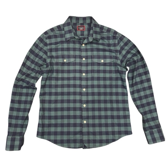UNTUCKit Navy & Green Vigouroux Plaid Flannel Button Down Shirt Men’s Size M - Picture 4 of 15